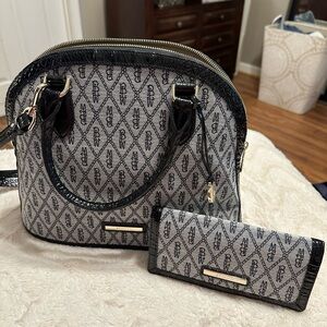 Brahmin Georgina Black Harborlight with matching Ady wallet